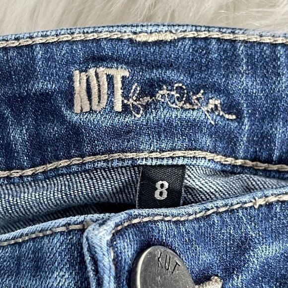 Kut From The Kloth Catherine Distressed Roll Up Jeans Sz 8 - Picture 7 of 13